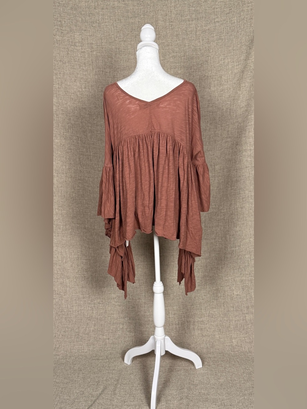 FP Beach by Free People Easy Does It Ruffle Batwing Poncho Cropped Flowy Top - Picture 7 of 10